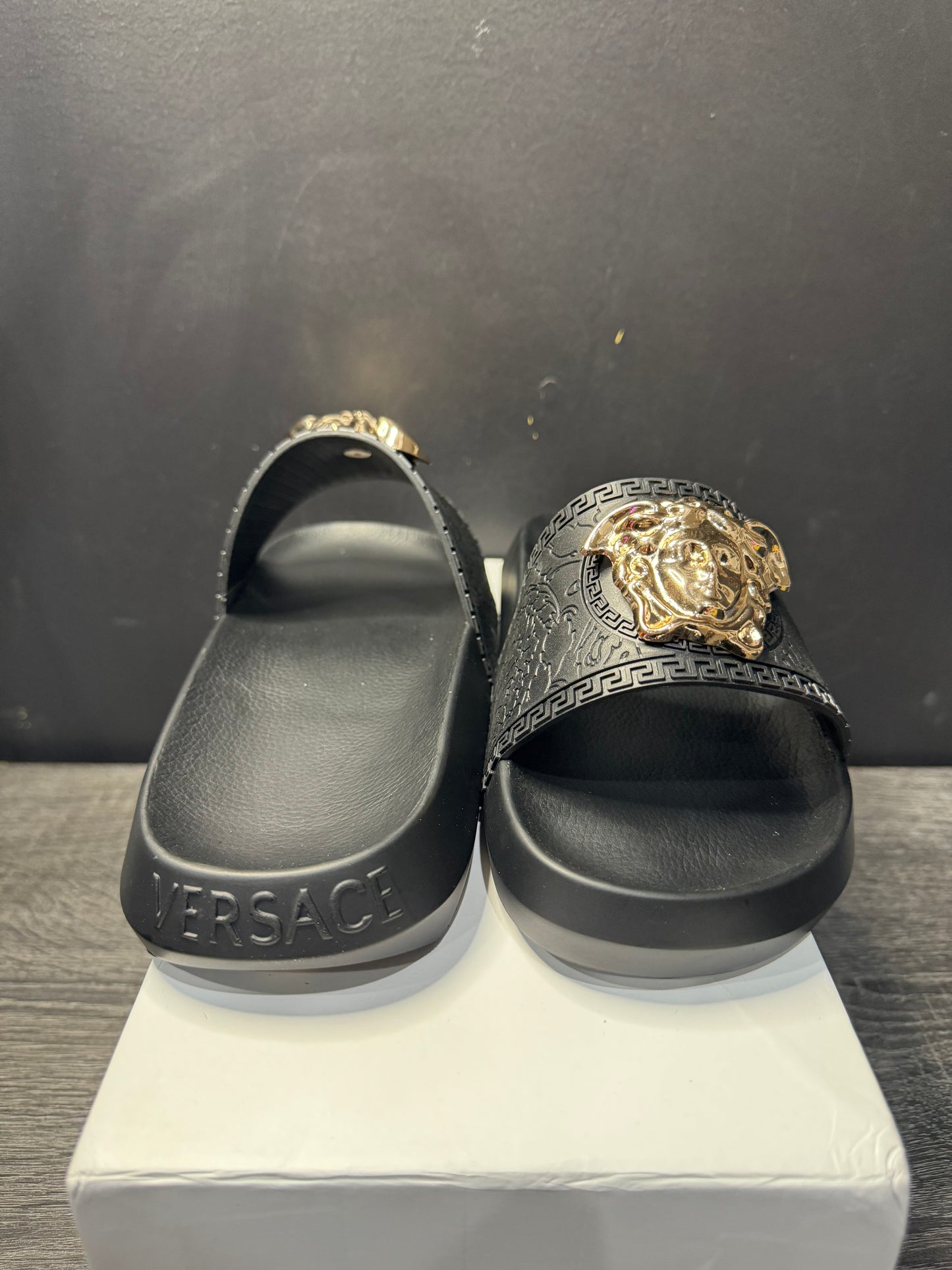 Gold & Black Medusa Slides