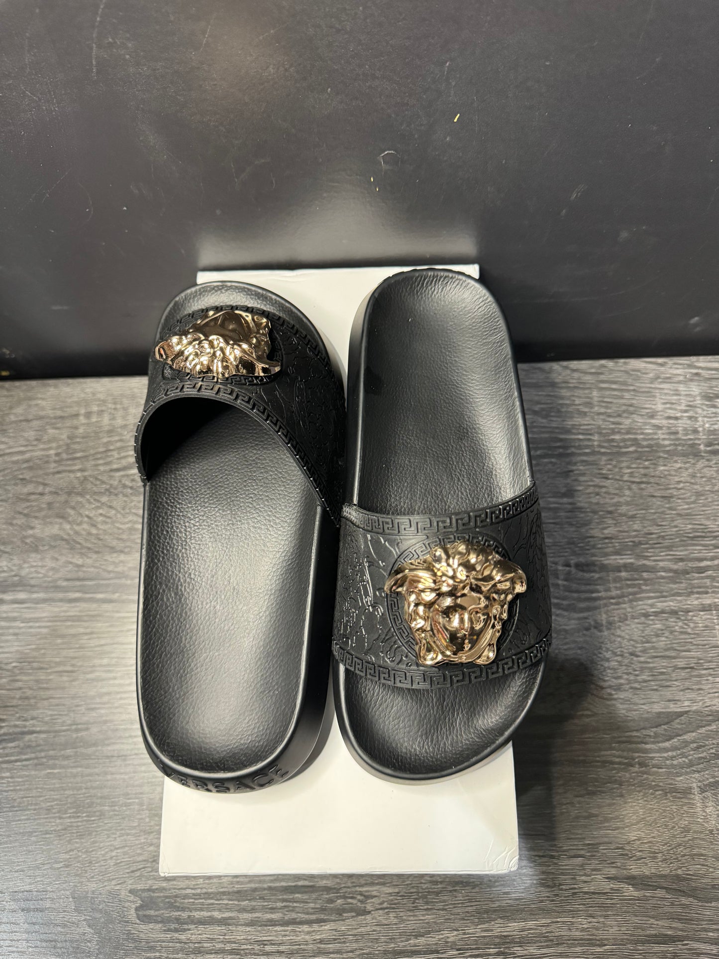 Gold & Black Medusa Slides