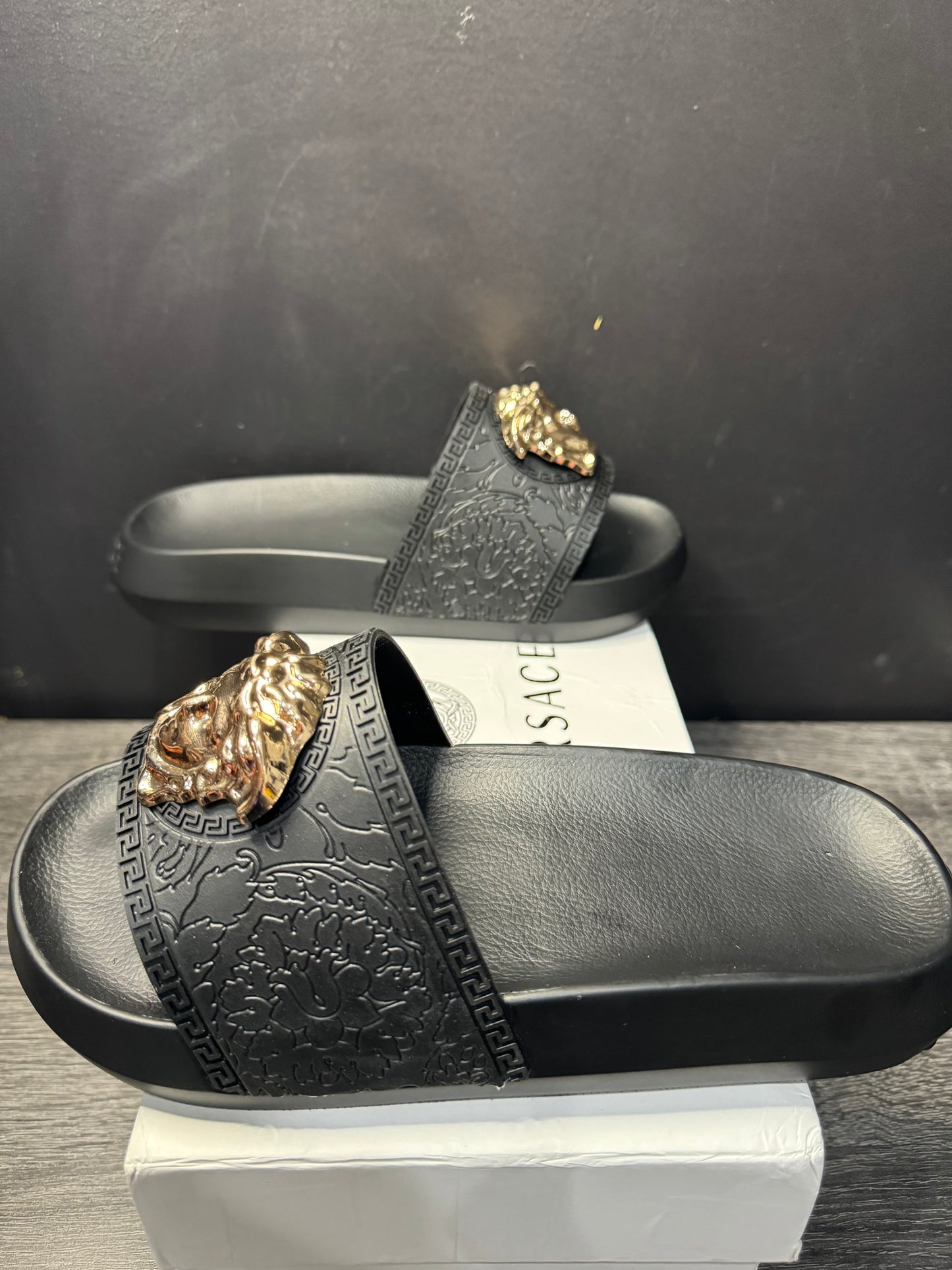 Gold & Black Medusa Slides