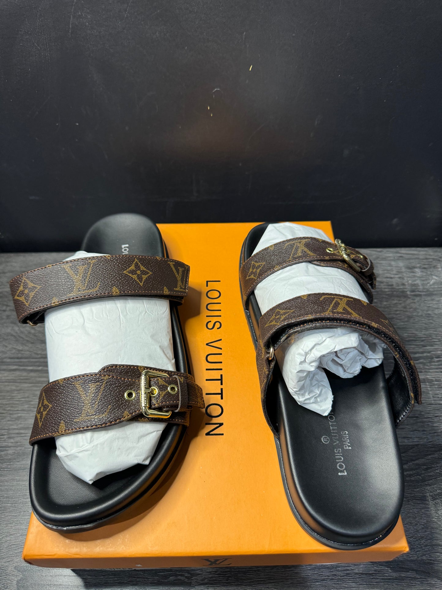 Brown LV sandals