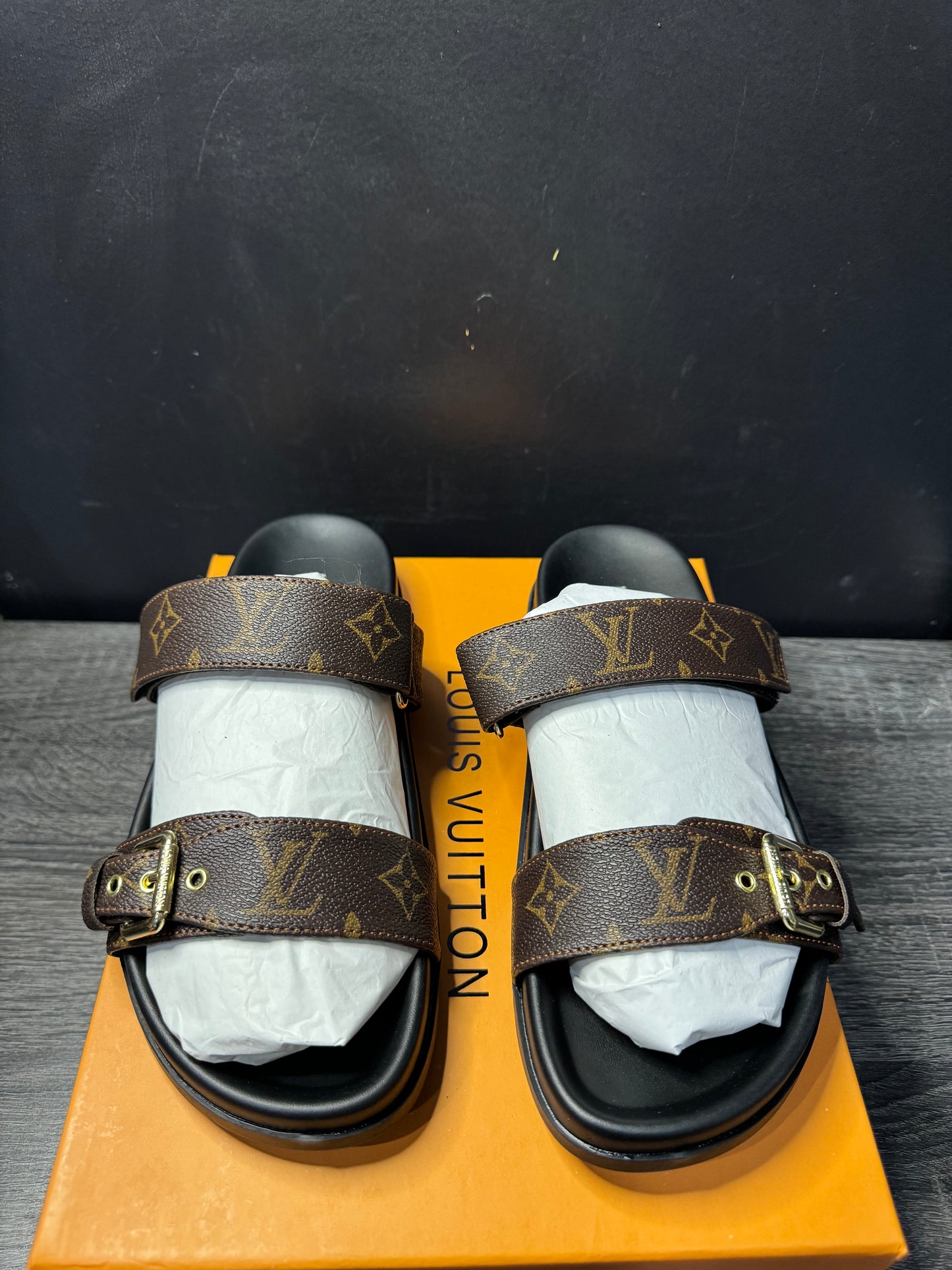 Brown LV sandals