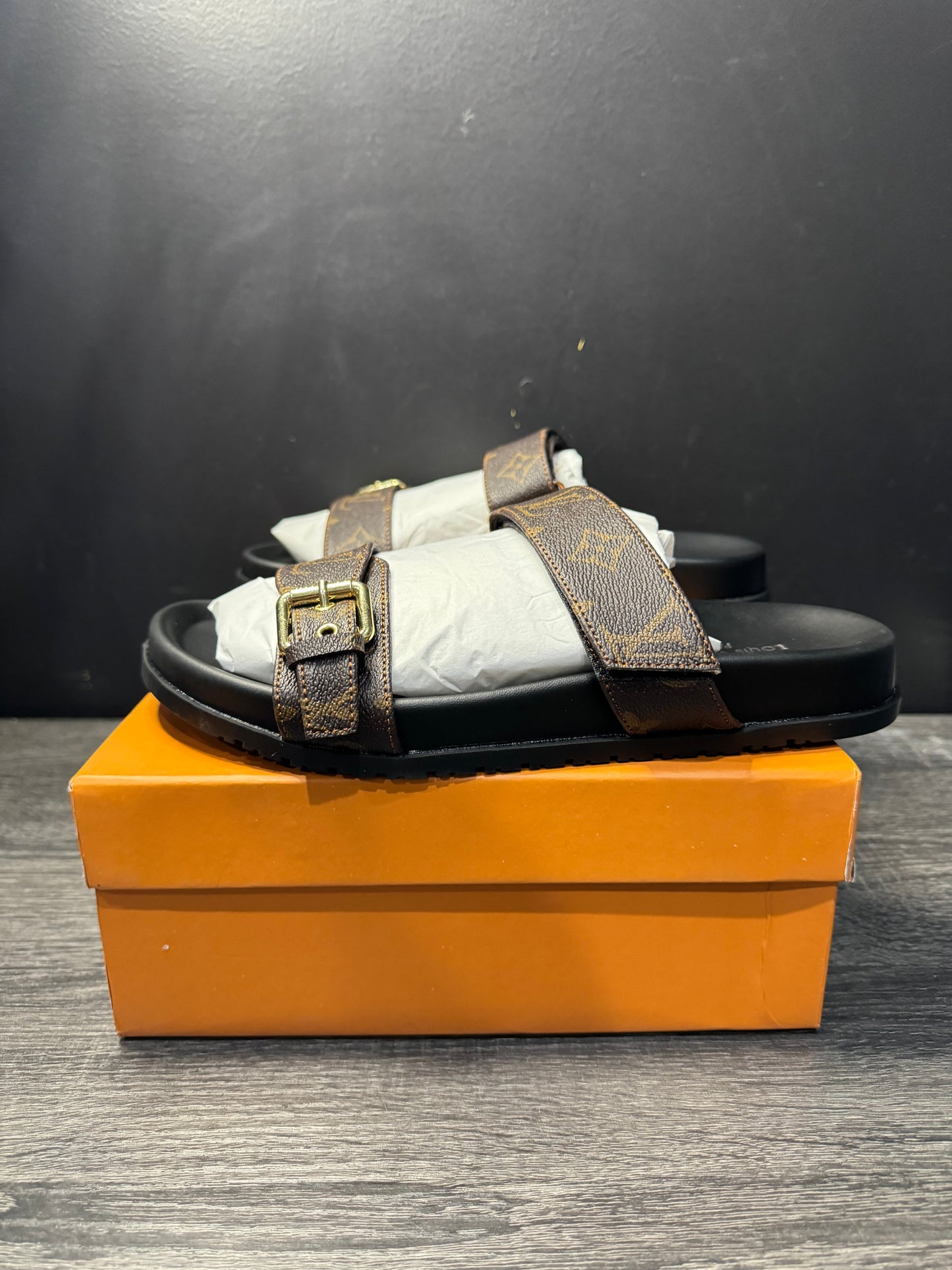 Brown LV sandals