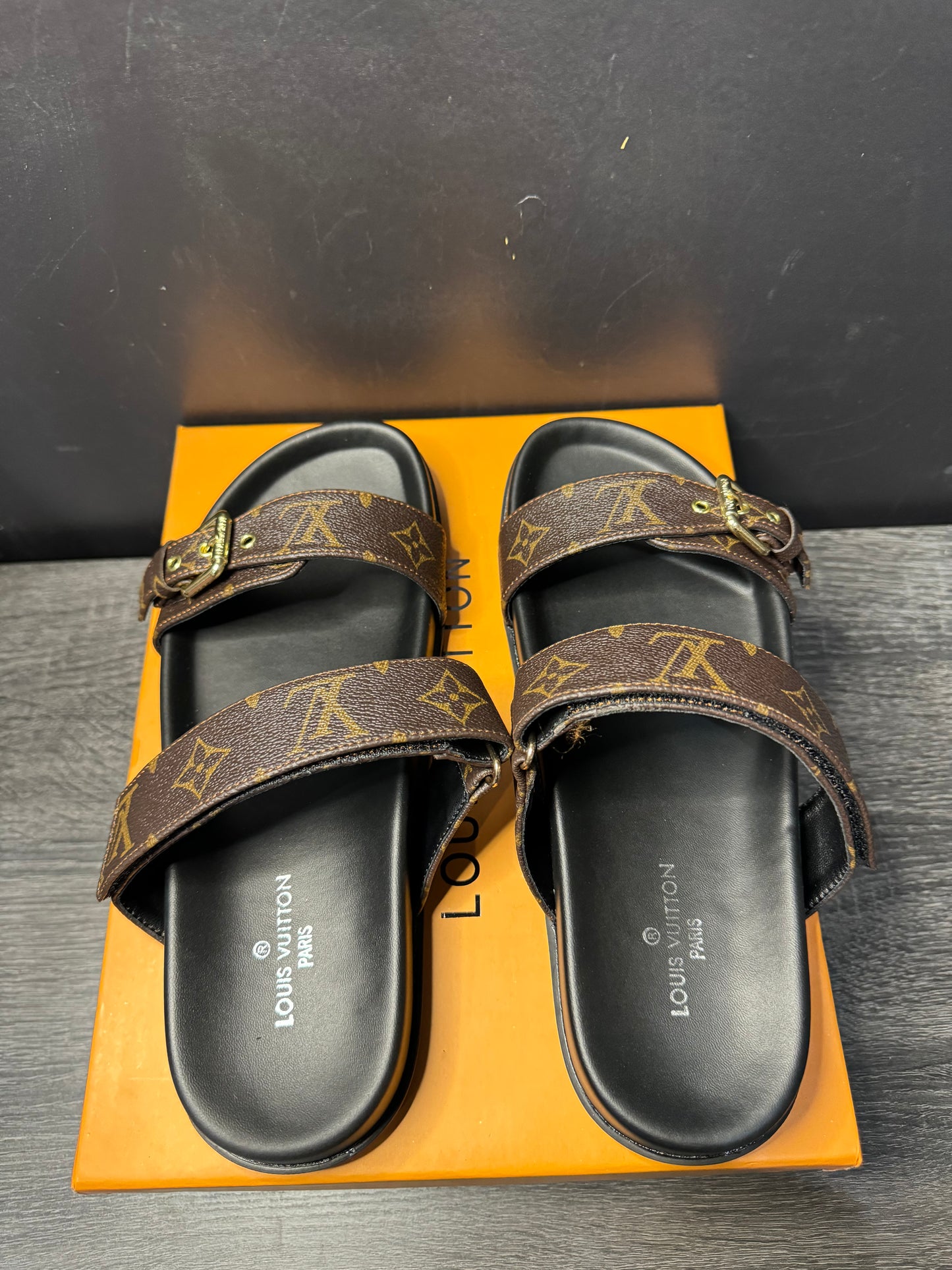 Brown LV sandals